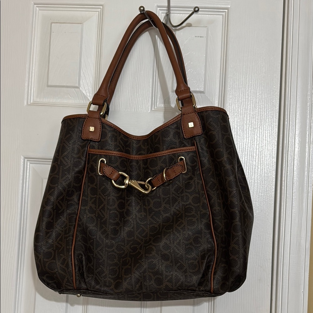 Calvin Klein Brown Monogram Tote Bag